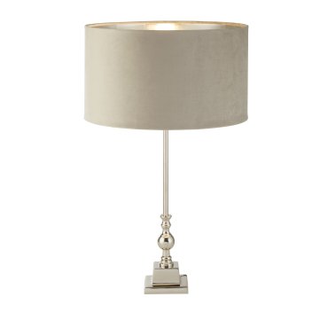 Searchlight Whitby - lampe à poser - Ø 38 x 67 cm - chrome, argent et taupe
