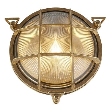 Searchlight Bulkhead - lampe extérieure pour plafond/mur - Ø 23 cm - IP64 - laiton et transparent