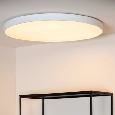 Lucide Unar - plafonnier - Ø 80 x 5 cm - 80W LED dimmable inclus - 3 niveaux de dimmer - blanc