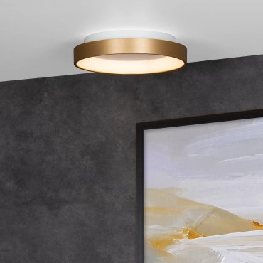 Lucide Vidal - plafonnier - Ø 28 x 6 cm - 21W LED inclus - or mat/laiton.