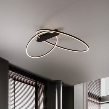 Nova Luce Kiklos - plafonnier - Ø 72 x 30 cm - 42W dimmable LED inclus - noir sablé