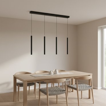 Lucide Lorenz - lampe suspendue - 120 x 4 x 180 cm - 4 x 4W LED dimmable inclus - noir