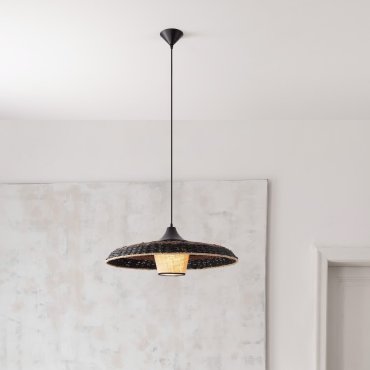 Nova Luce Capa - lampe suspendue - Ø 61 x 200 cm - naturel, noir et marron