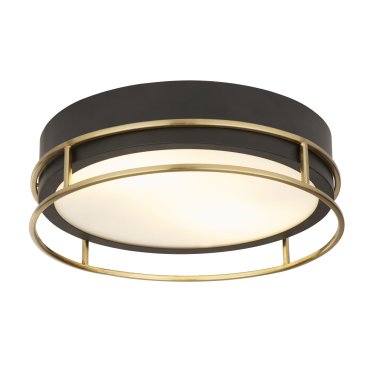 Searchlight Phoenix - plafonnier - Ø 30 x 10 cm - IP44 - noir et laiton