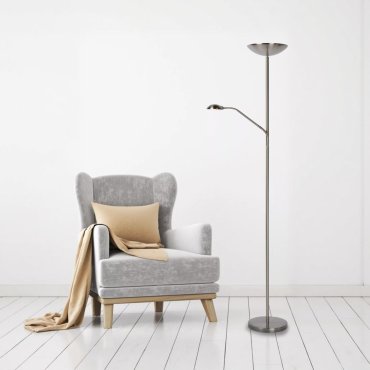 Lucide Zenith - lampadaire avec liseuse - Ø 25,4 x 180 cm - 20W + 4W LED inclus - chrome mat