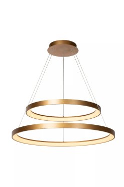 Lucide Vidal - lampe suspendue - Ø 78 x 200 cm - 92W LED inclus - or mat/laiton.