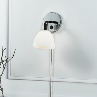 Nordlux Ray 12 - applique murale avec interrupteur - 12 x 20 cm - chrome et blanc opale