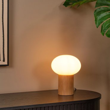 Lucide Birtle - lampe à poser - Ø 15 x 23 cm - bois clair