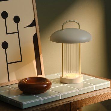 Nordlux Mirano - lampe de table portable avec batterie rechargeable - Ø 20 x 29 cm - fonction Moodmaker à 3 niveaux - 3W LED inclus - beige