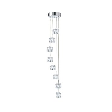 Searchlight Ice Cube - lampe suspendue - Ø 20 x 116 cm - 8 x 5W LED dimmable inclus - chrome