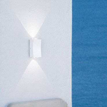 Nova Luce Dewei - applique murale extérieure - 5 x 9 x 4 cm - 2x 2W LED inclus - IP54 - blanc sablé