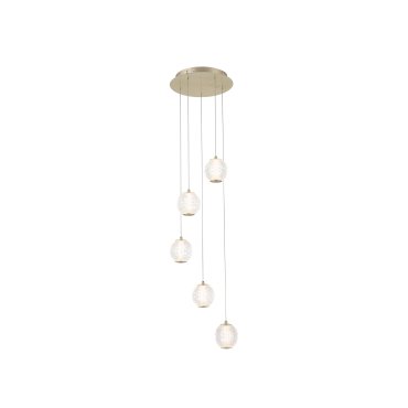 Searchlight Allure - lampe suspendue - Ø 30 x 150 cm - 21W dimmable LED inclus - laiton satiné et transparent