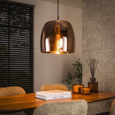 Vico Drift Glass - lampe suspendue - Ø 35 x 150 cm - cuivre