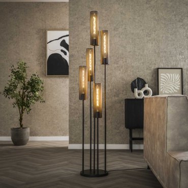 Vico Tube Mesh - lampadaire - Ø 32 x 172 cm - noir