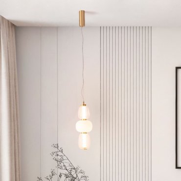 Nova Luce Movil - lampe suspendue - Ø 17 x 120 cm - 28W dimmable LED inclus - or, transparent et opale