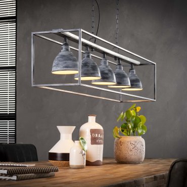 MODÈLE D’EXPOSITION - Vico Iron Rectangle - lampe suspendue - 125 x 25 x 130 cm - gris