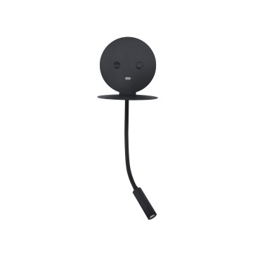 Nova Luce Eclip - applique murale avec interrupteur et chargeur USB - 15 x 19,5 x 50 cm - 6W + 3W LED inclus - noir