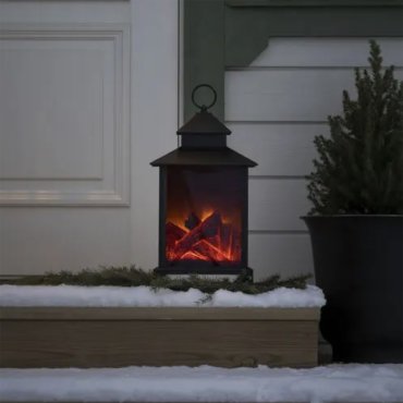 Konstsmide Christmas lights - lanterne de cheminée à piles - 24,5 x 24,5 x 42 cm - IP44 - noir