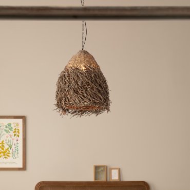 Nova Luce Hay - lampe suspendue - Ø 61 x 200 cm - joncs de mer naturel et noir