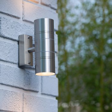 Lucide Arne 2 - applique murale - 6,3 x 12 x 17 cm - 2 x 5W LED inclus - IP44 - chrome satiné