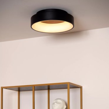 Lucide Mirage - plafonnier - Ø 38 x 11,5 cm - 22W LED dimmable inclus - noir