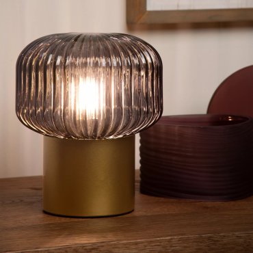 Lucide Jany - lampe à poser - Ø 16 x 18 cm - or mat et gris fumé