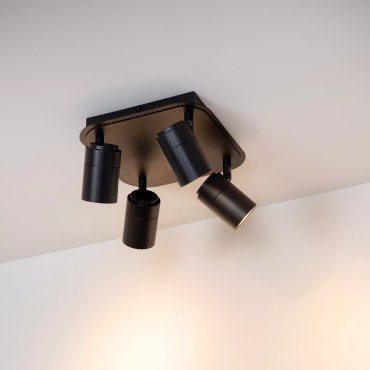 Lucide Lennert - spot en saillie - 22 x 22 x 12,5 cm - 4 x 5W LED dimmable inclus - IP44 - noir