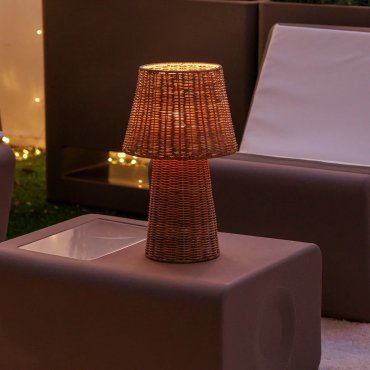 New Garden Lola 40 - lampe de table - Ø 15 x 38 cm - IP54 - rotin