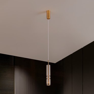 Nova Luce Bento - lampe suspendue - Ø 8 x 180 cm - 12W LED inclus - laiton doré et verre cognac