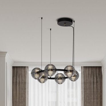 Nova Luce Las - lampe suspendue - Ø 63 x 160 cm - 60W dimmable LED inclus - noir sablé, or et gris fumé