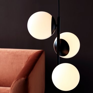 Nordlux Lilly - lampe suspendue - Ø 32 x 36,5 cm - noir et blanc opale