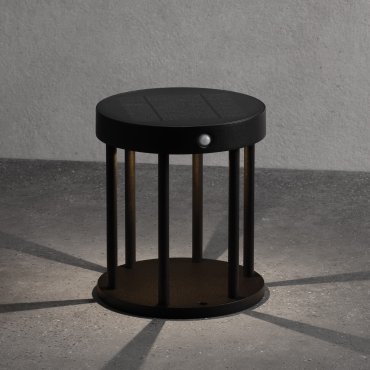 Nova Luce Aigo - poteau de jardin solaire avec capteur - Ø 16 x 18 cm - 2W LED inclus - IP65 - anthracite foncé