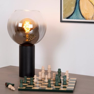 Lucide Marius - lampe à poser - Ø 20 x 32,5 cm - noir fumé