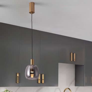 Nova Luce Imatia - lampe suspendue - Ø 16 x 215 cm - 7W LED inclus - laiton doré et verre fumé