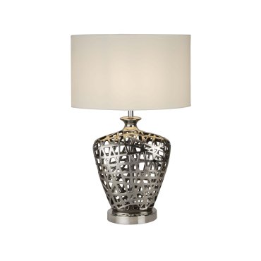 Searchlight Network - lampe à poser - 36 x 20,5 x 57 cm - chrome et blanc