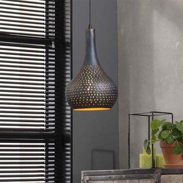 SECONDE CHANCE - Vico Perforated - lampe suspendue - Ø 25 x 150 cm - noir brun