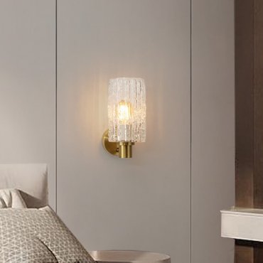 Nova Luce Certa - applique murale - Ø 12,5 x 25,5 cm - verre transparent et laiton doré