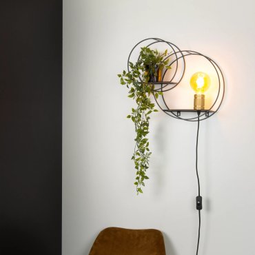 Lucide Circle - applique murale - 43 x 14 x 38 cm - noir et or