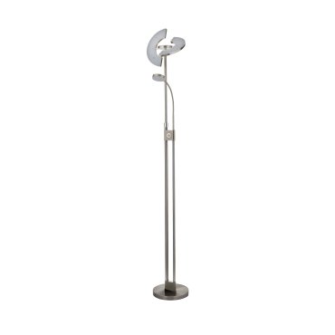 Searchlight Gio - lampadaire - 210 cm - 32W + 4,5W LED inclus - nickel satiné et blanc
