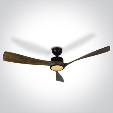 ONE Light Black Body Rod - ventilateur de plafond avec lumière et télécommande - Ø 132 x 35 cm - noir et brun foncé