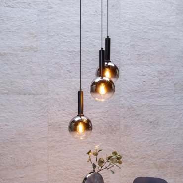 Lucide Marius - lampe suspendue - Ø 48,5 x 150 cm - noir fumé