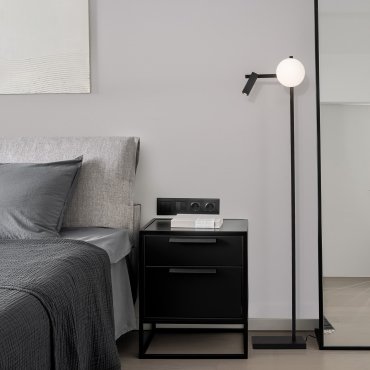 Nova Luce Joline - lampadaire - 150 cm - 6W + 3W LED inclus - noir sable et blanc opale