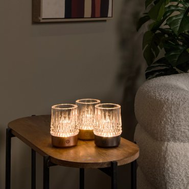 Lucide Lili - set de 3 lampes de table rechargeables - Ø 8 x 10,3 cm - 3W dimmable LED inclus - copper