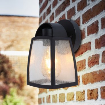 Lutec Kelsey - Applique d'extérieur - 12 x 12 x 20 cm - IP44 - verre dépoli - noir