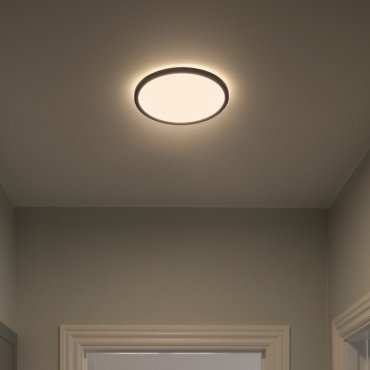 Nordlux Oja - plafonnier - Ø 29,4 x 2,3 cm - 15W LED inclus (3000K/4000K) - IP54 - noir