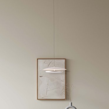 Nova Luce Olos - lampe suspendue - Ø 35 x 120 cm - 21W dimmable LED inclus - blanc sablé et miroir chromé