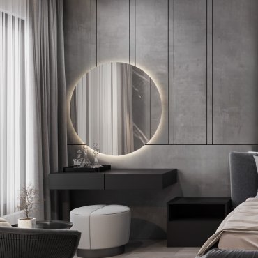 Nova Luce Dab - miroir avec éclairage - Ø 80 x 3 cm - 42W LED inclus - IP44 - argent