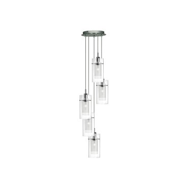Searchlight Duo 1 - lampe suspendue - Ø 28 x 120 cm - chrome et transparent