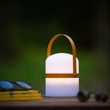Lucide Little Joe - lampe de table d'extérieur - Ø 10 x 18,5 cm - gradateur à 3 niveaux - 3W LED inclus - IP44 - marron