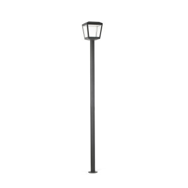 Faro Plaza - lampadaire - Ø 24 x 219 cm - 24W LED inclus - IP54 - gris foncé